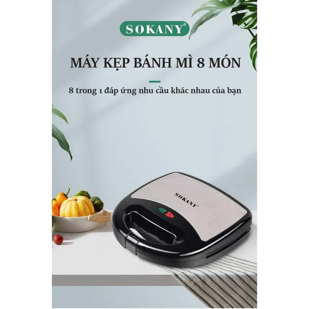 Máy Kẹp, Nướng, Làm Bánh Mì, Bánh Ngọt 8 Khay Đa Năng 800W SOKANY SK-BBQ-140