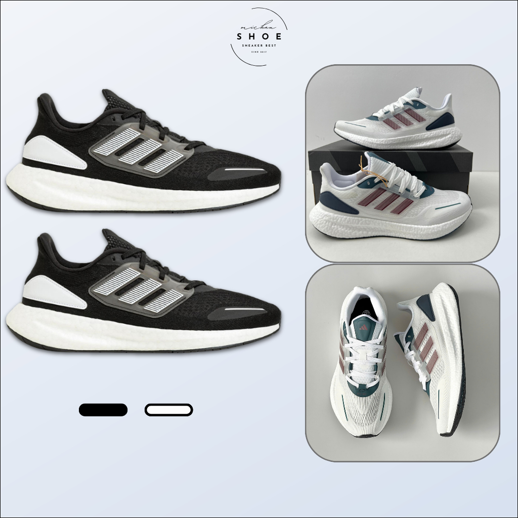 Giày Thể Thao Adidas Pureboost 22 Đen/Trắng Xanh Navy – Sneaker Chạy Bộ Nam Nữ Êm Nhẹ, Đế Boost
