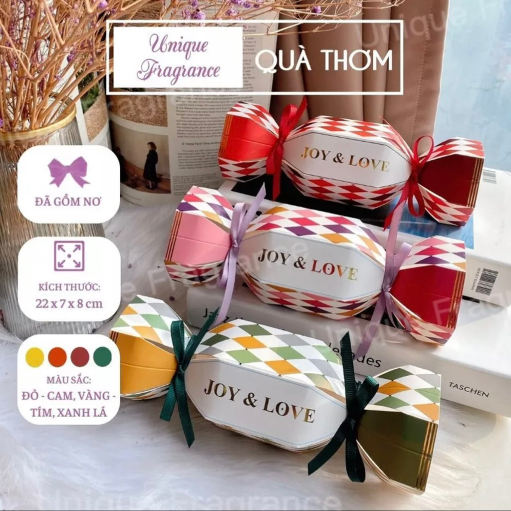 Vỏ kẹo nơ đựng kẹo bánh đóng giỏ quà tết- set 5 hộp giấy - hộp quà cưới - UNIQUE FRAGRANCE
