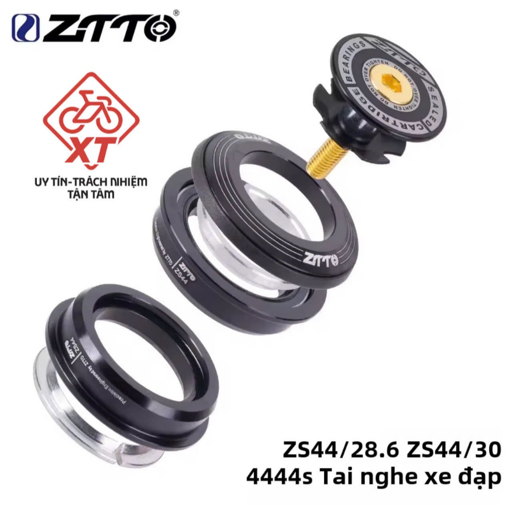 Bộ chén cổ, cổ phốt bạc đạn xe đạp thể thao 44mm, Chén cổ bát phốt xe đạp ZTTO 44-44mm, chén cổ thả 