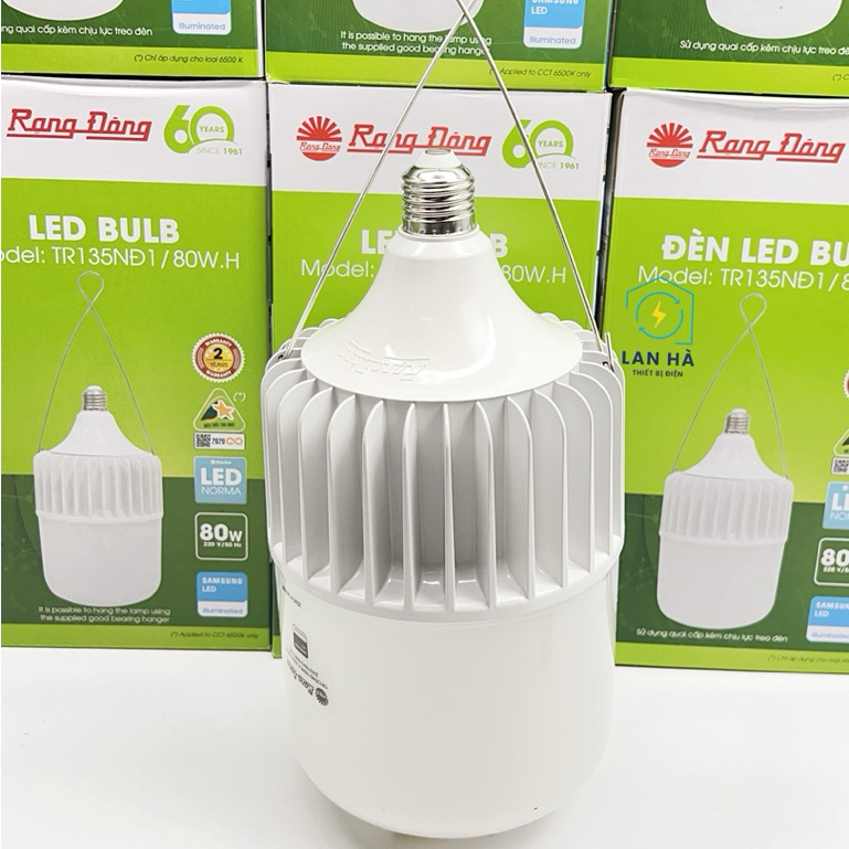 Bóng đèn LED Bulb Trụ RẠNG ĐÔNG  TR135NĐ1/ 60W, 80W - Ánh sáng trắng 6500K