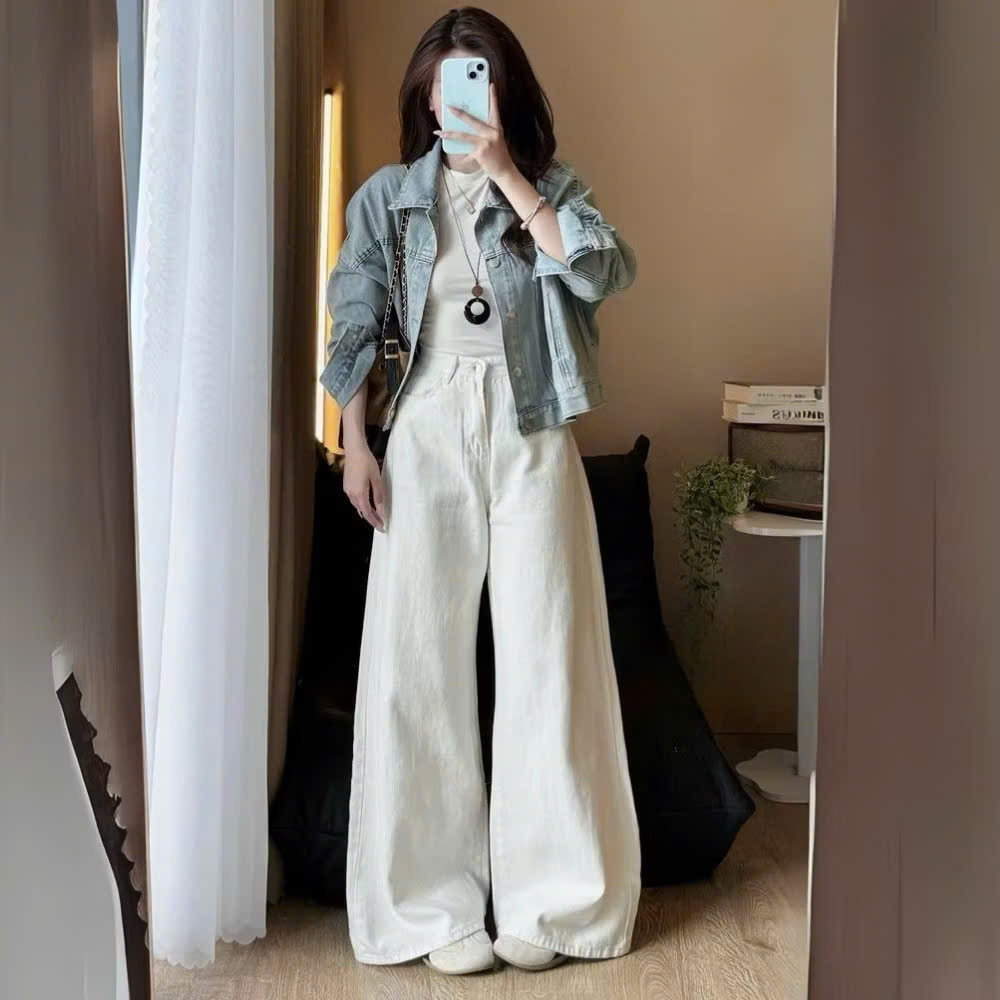 Quần Jean nữ cạp cao ống rộng, ống váy, xuông loe, Quần Jean nữ chất liệu vải mềm mịn , Quần Bò ống rộng Nữ tôn dáng