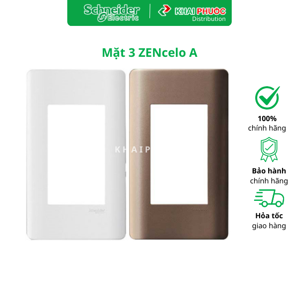MẶT NẠ ĐƠN 3 THIẾT BỊ CÔNG TẮC Ổ CẮM ZENCELO A A8401L_WE_G19 A8401L_SZ_G19 SIZE L SCHNEIDER - KHẢI P