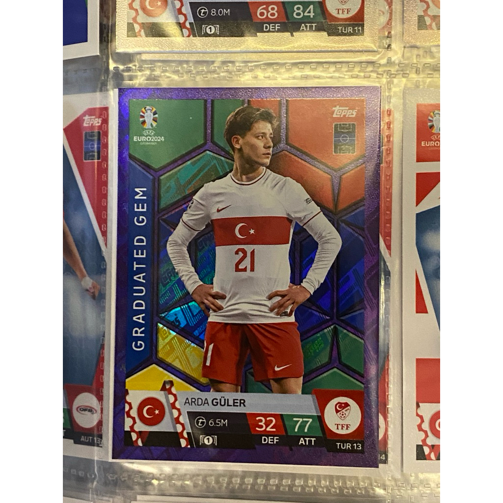 [HIẾM,TÀI NĂNG SÁNG GIÁ REAL MADRID] Thẻ Cầu Thủ Arda Guler Topps Match Attax Euro 2024 Guaduated Ge