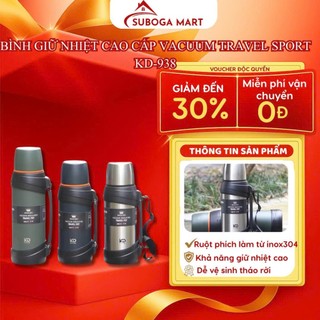BÌNH GIỮ NHIỆT CAO CẤP  VACUUM TRAVEL SPORT KD-938 INOX 304 CÓ DÂY XÁCH TIỆN DỤNG