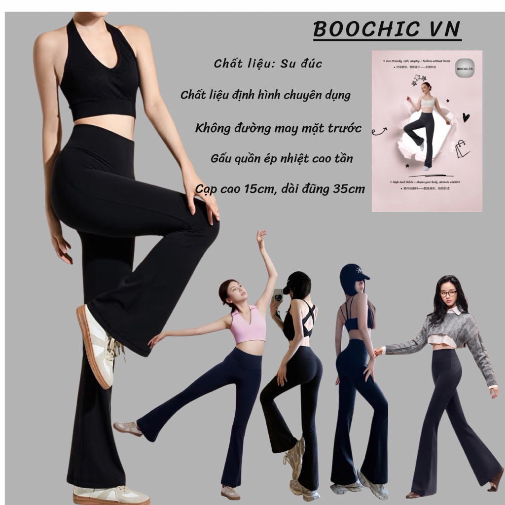 BOOCHIC Quần Legging Ống Loe Chất Liệu Su Đúc Xịn Định Hình Gen Bụng Nâng V3 Phù Hợp Mặc Đi Chơi Đi Tập Đi Bơi | BigBuy360 - bigbuy360.vn