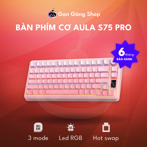 Bàn phím cơ không dây Aula S75 Pro Màn hình Núm Xoay Có App chỉnh ( Hàng Mới Sẵn)