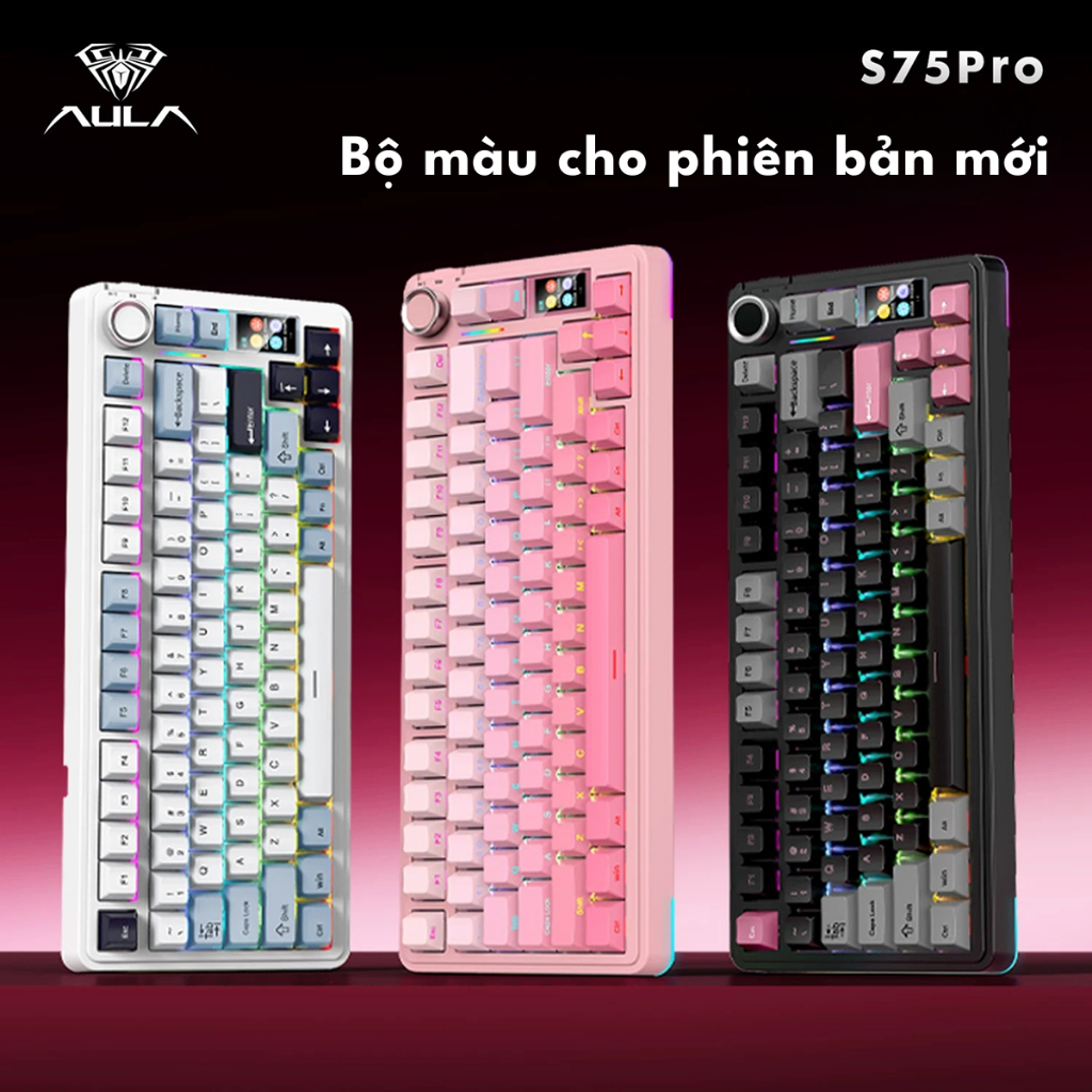 Bàn phím cơ không dây Aula S75 Pro Màn hình Núm Xoay Có App chỉnh ( Hàng Mới Sẵn) | BigBuy360 - bigbuy360.vn