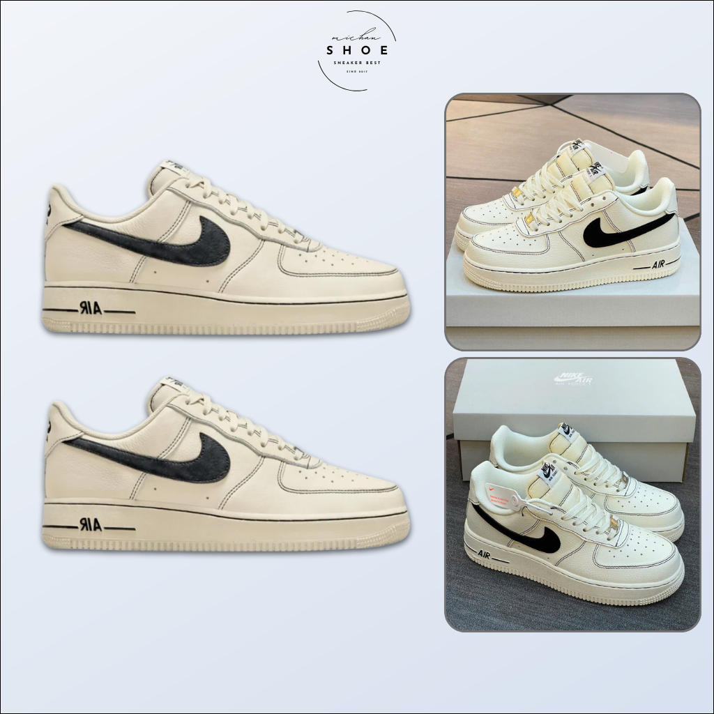 Giày Thể Thao Nike Air Force 1 Light Khaki Black – Sneaker AF1 Phối Màu Kem Đen Classic Bản SC