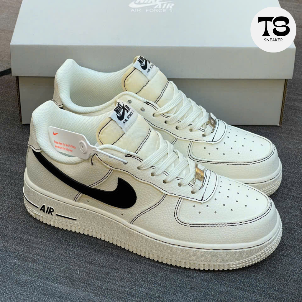 Giày Thể Thao Nike Air Force 1 Light Khaki Black – Sneaker Low AF1 Trắng Khaki Đen Nam Nữ