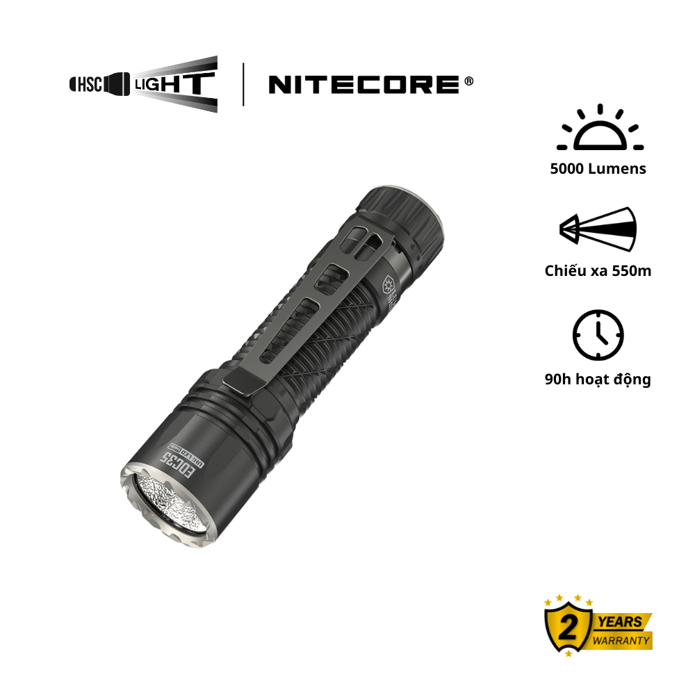 Đèn Pin NITECORE EDC35 | 5000 Lumens, Chiếu Xa 550m | LED UHi 40 MAX | Pin Sạc USB-C 6000mAh | EDC F