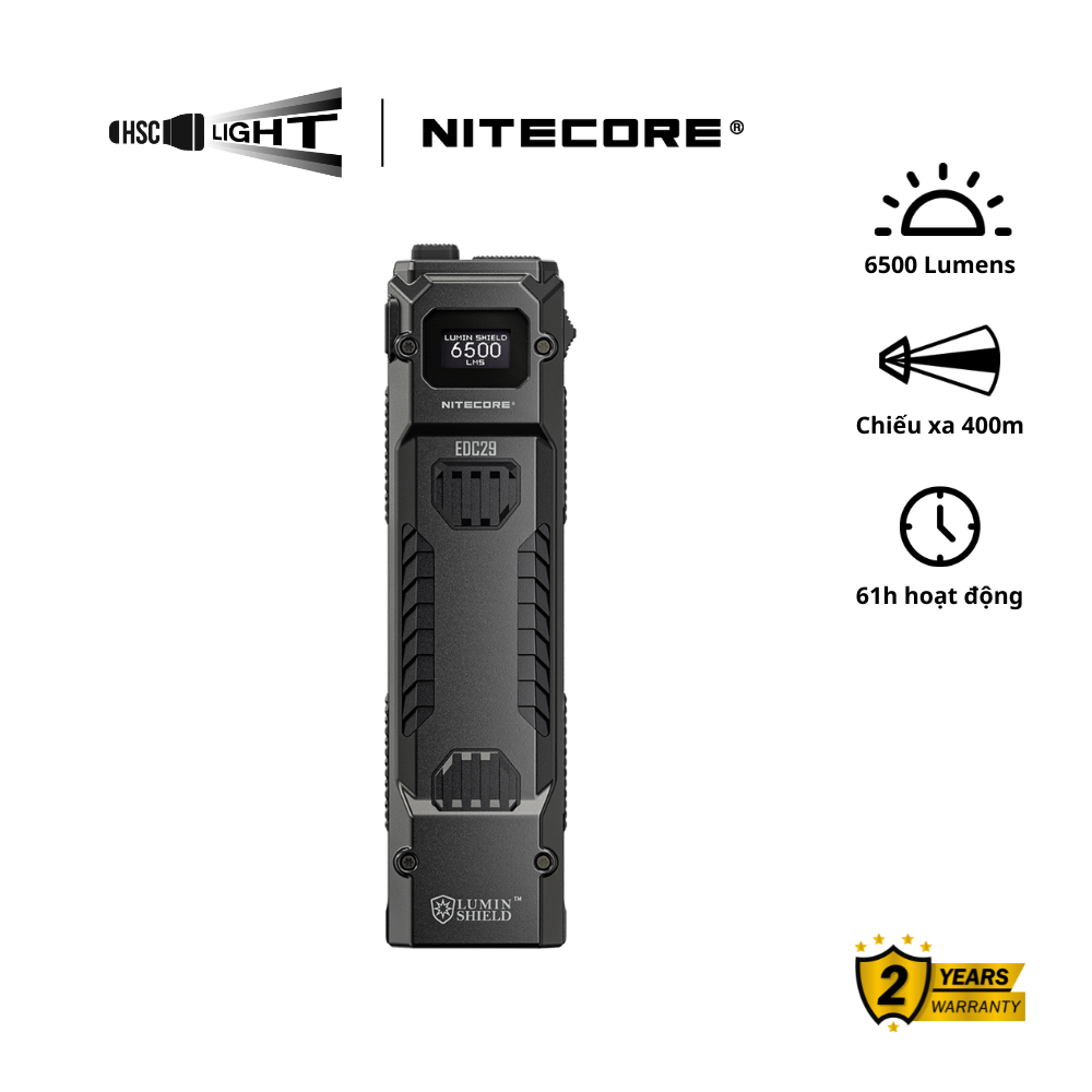 Đèn Pin EDC Nitecore EDC29 | 6500 Lumens, Chiếu Xa 400m | LED UHi 20 MAX, Màn Hình OLED | Sạc USB-C