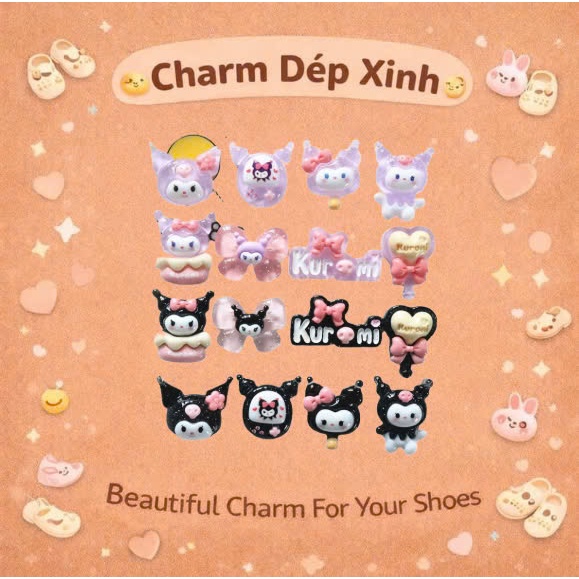 [Bộ 16 chiếc] Charm Gắn Dép kuromi dễ thương - Charm dép xinh