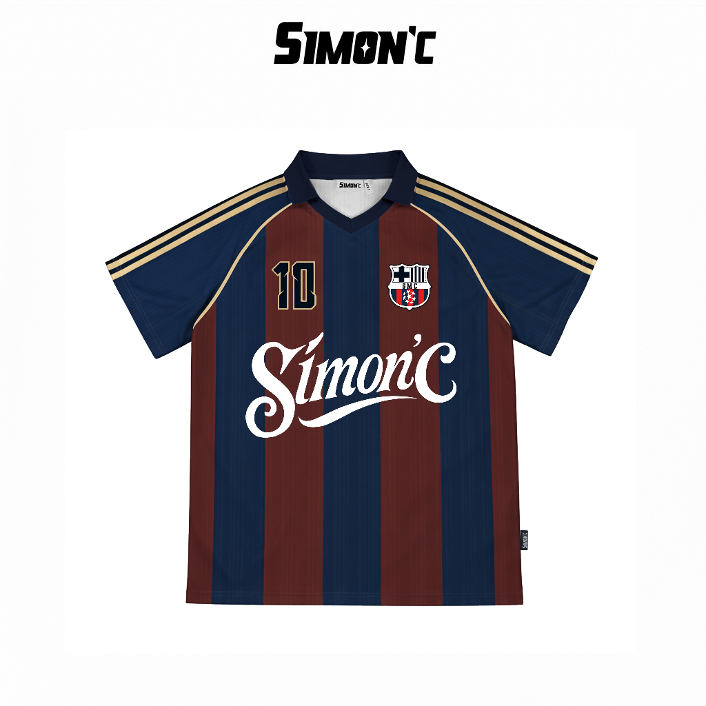 SIMON'C Áo BARCA Soccer Jersey No.10 Red Navy