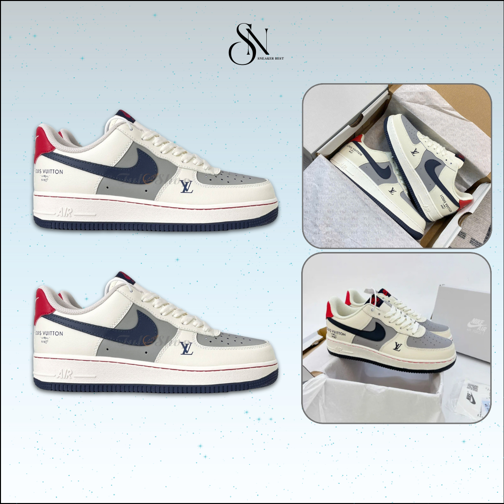 Giày Nike Air Force 1 Low LV Custom White Navy – Sneaker AF1 Custom Trắng Xanh Navy Cao Cấp