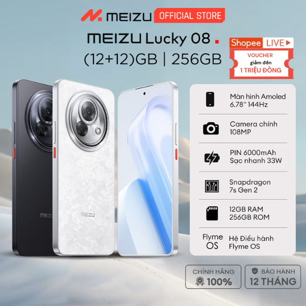 Điện Thoại Meizu Lucky 08 | Màn Hình LTPO Amoled 6.78" 144Hz | Snapdragon 7s Gen 2 |  Pin 6000mAh Sạc 33W | Chính Hãng | BigBuy360 - bigbuy360.vn