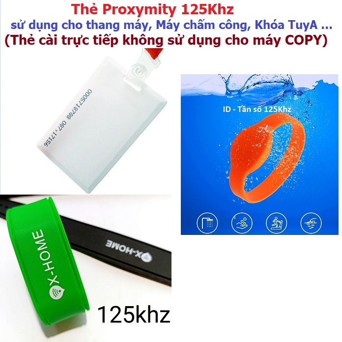 Thẻ Từ 125Khz Cho Máy Chấm Công ,Thẻ Thang Máy ID125Khz Đeo Tay Proxymity (Không COPY)