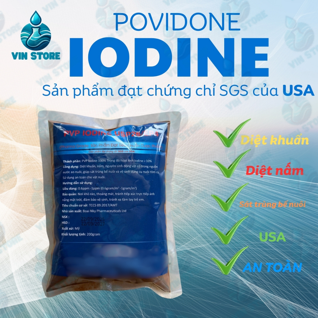Bột IODINE (Povidone iodine) - Bột Sát Khuẩn, Khử Trùng Diệt Khuẩn Mạnh – Sát Trùng trong Thú Y