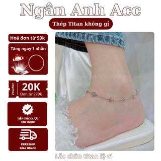 Lắc chân nữ họa tiết lệ vi, thép titan cao cấp không gỉ, vòng đeo chân 4 cánh xinh Ngân Anh Acc phụ kiện trang sức  C36