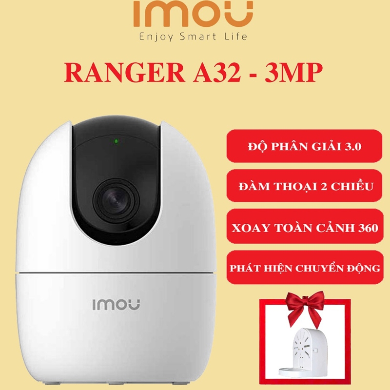 Camera WiFi Imou A32 (Ranger 2) 3MP 2K Siêu Nét - Xoay 360, Đàm Thoại, Theo Dõi Chuyển Động - BH 24 