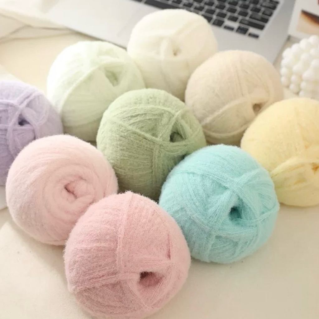 Len cloud candy chập 8, len bông gòn móc khăn cuộn 100 gram