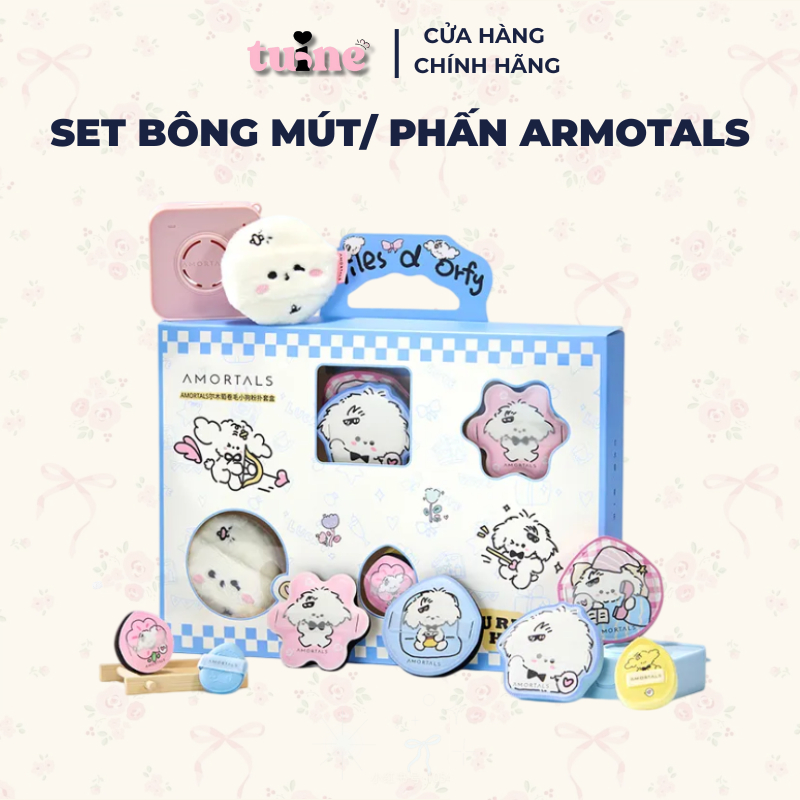 [HỎA TỐC] Set 8 Bông mút/ Bông phấn Amortals Bản Collab Bichon Frise