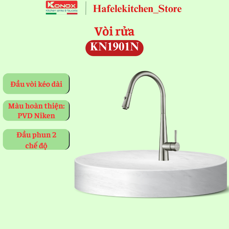 VÒI RỬA CHÉN BÁT RÚT DÂY KONOX KN1901N Tinh tế trong thiết kế – Linh hoạt trong từng thao tác