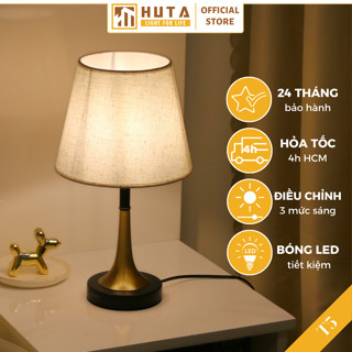  Đèn ngủ để bàn thép mạ đồng HUTA Light For Life T5 sang trọng ánh sáng vàng điều chỉnh độ sáng 