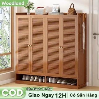  Woodland Tủ giày thiết kế lá sách cao cấp Chất liệu tre Nam bền đẹp lắp đặt mọi vị trí 