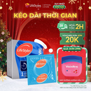  Bao cao su kéo dài thời gian quan hệ LifeStyles Love Time size 52 mm hộp 3 bcs 