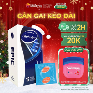   HSD 10.2026  Bao cao su Epic kéo dài thời gian gân gai nhiều gel bôi trơn hộp 12 bcs size 52mm 