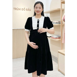  Váy Nhung 3 Cúc Mặc Bầu & Sau Sinh Đầm Bầu Váy Bầu - Thương Hiệu Uy Tín 