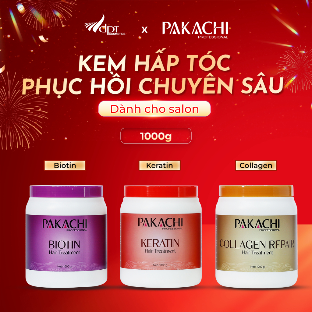 Kem hấp ủ tóc chuyên sâu Pakachi 1000g phục hồi hư tổn, giảm khô xơ, chẻ ngọn