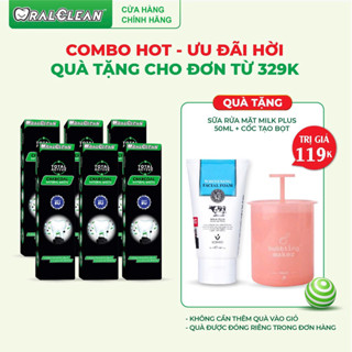  Combo 6 Kem Đánh Răng Trắng Răng Than Hoạt Tính OralClean Total Active Charcoal Natural White 100ml Tuýp 