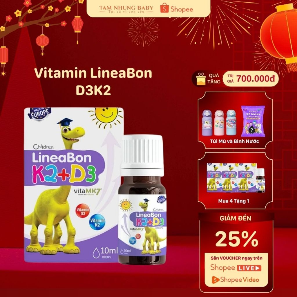 Vitamin D3 K2 MK7 Lineabon cho trẻ sơ sinh 10ml