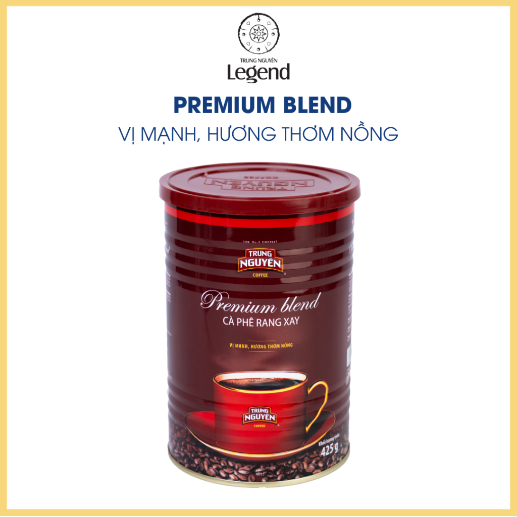 Combo 2 Hộp Cà Phê Rang Xay Premium Blend Trung Nguyên Legend pha phin - Lon 425gr