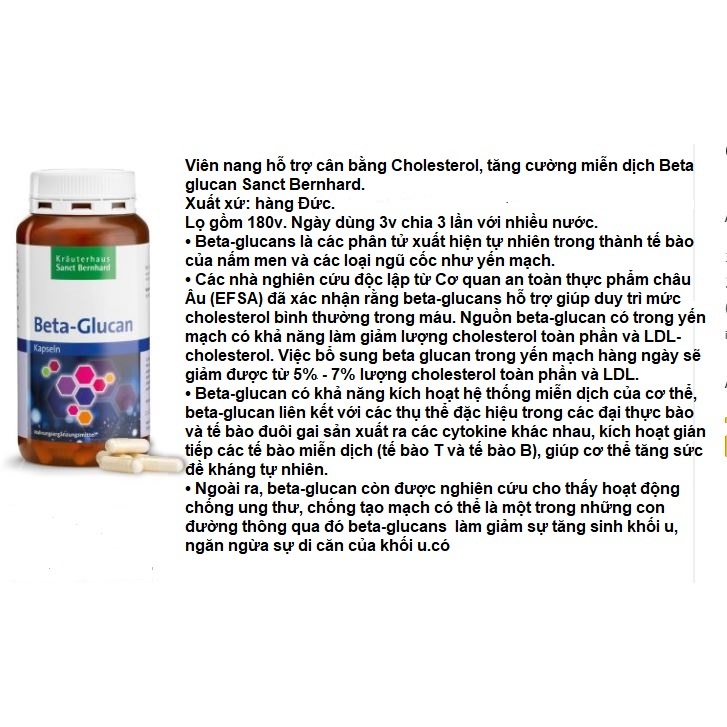 Hàng Đức, Beta Glucan Sanct Bernhard