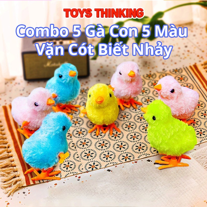 Combo 5 Gà Con 5 Màu Toys Thinking Vặn Cót Biết Nhảy - Đồ Chơi Vặn Cót Nhảy Lon Ton Bé Vui Chơi