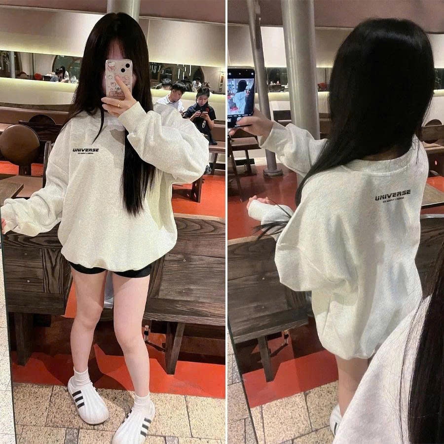 áo sweater nỉ bông form rộng hình in UNIVERSE from rộng,áo swt unisex nam nữ mặc đều đẹp
