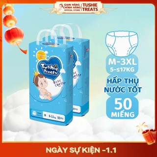  【Tã Quần Tushie Treats tã em bé siêu mỏng Công nghệ ôm sát thấm hút thông thoáng M-L-XL-XXL-XXXL 