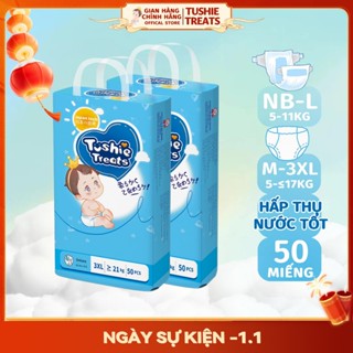  50 miếng Tã bỉm Tã quần Tushie Treats cho bỉm em bé Công nghệ Nhật bản ôm sát thấm hút thông thoáng NB S M L XL XXL XXXL 