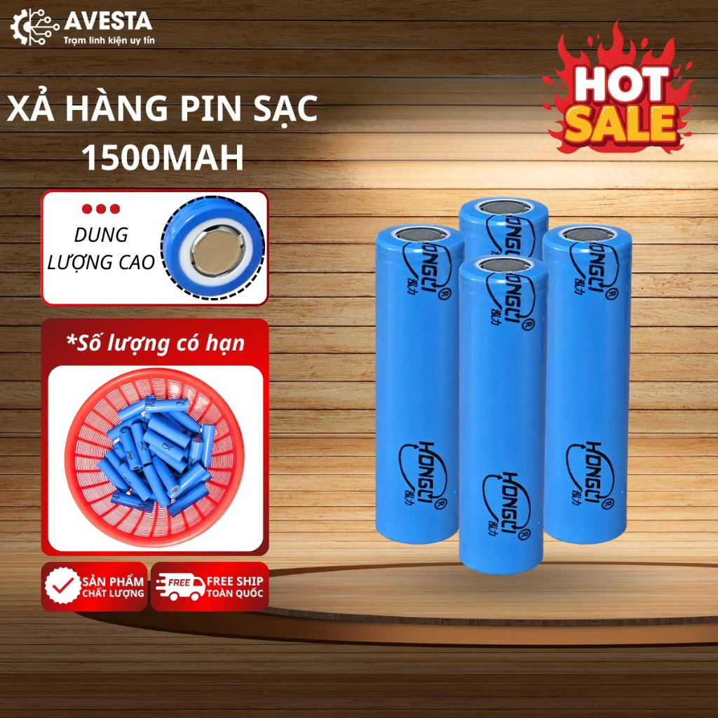 [XẢ HÀNG] Pin 18650 pin 1500mah sạc dung lượng cao siêu bền avesta