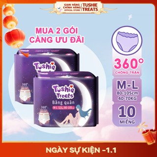  【2 gói M L  Tushie Treats- Quần băng vệ sinh bản nâng cấp siêu mềm siêu thấm BVS dạng quần đủ size M L 