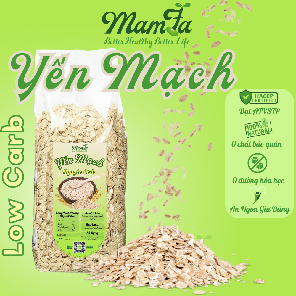 1KG Yến Mạch cán vỡ Giảm Cân Hafer Flocken x Mamfa giàu chất xơ ít calo thực phẩm giảm cân ăn kiêng