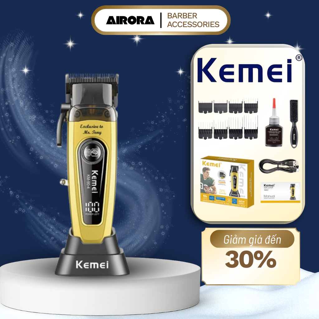 Tông Đơ Cắt Tóc Chuyên Nghiệp KEMEI KM90-4 | Động Cơ Siêu Khỏe | Lưỡi DLC | Tông Đơ Cắt Tóc Nam, Nữ