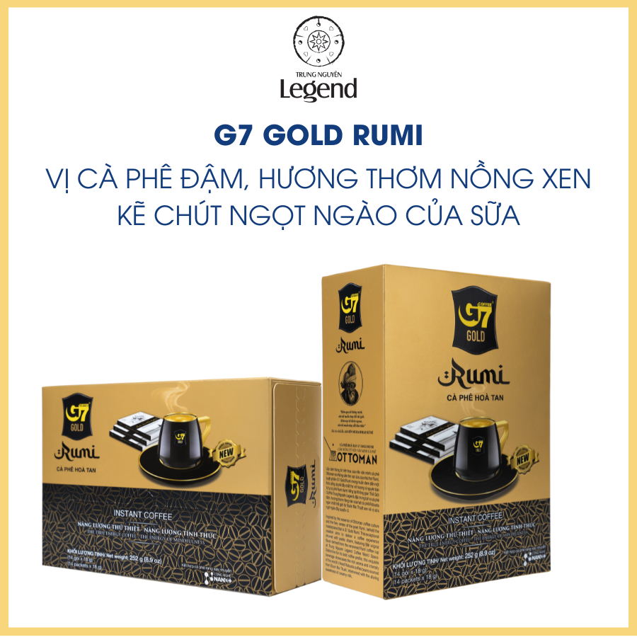 Cà Phê G7 Gold Rumi  Hòa Tan Trung Nguyên Legend - Hộp 14 gói