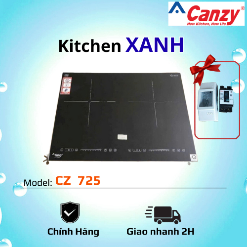 CANZY CZ 725 - Bếp Từ Đôi Vuông 60cm - Công Nghệ Ý - Nấu Siêu Tốc Siêu Gọn - Hiệu suất mạnh