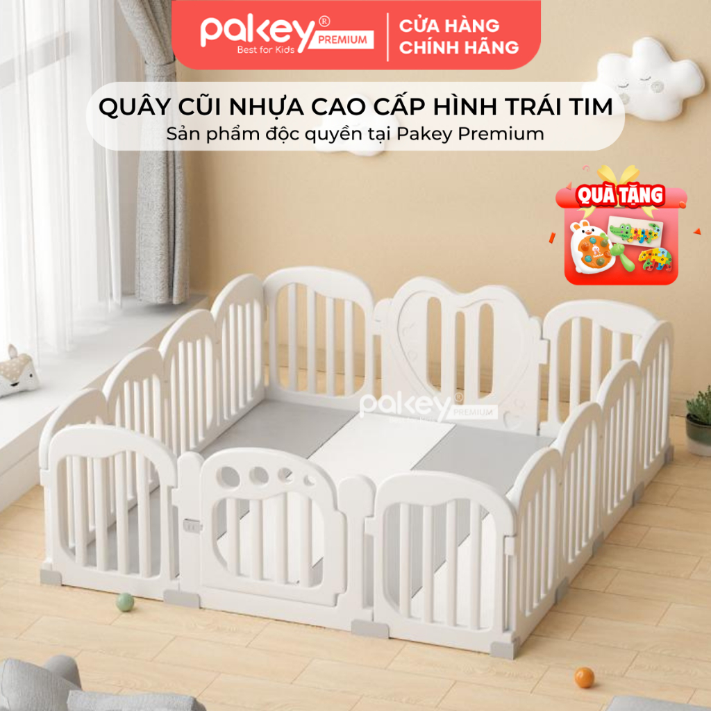 Quây Cũi Nhựa Cho Bé PAKEY Hình Trái Tim, Quây Cũi Cao Cấp Phong Cách Hàn Quốc Hiện Đại - Bảo Hành T