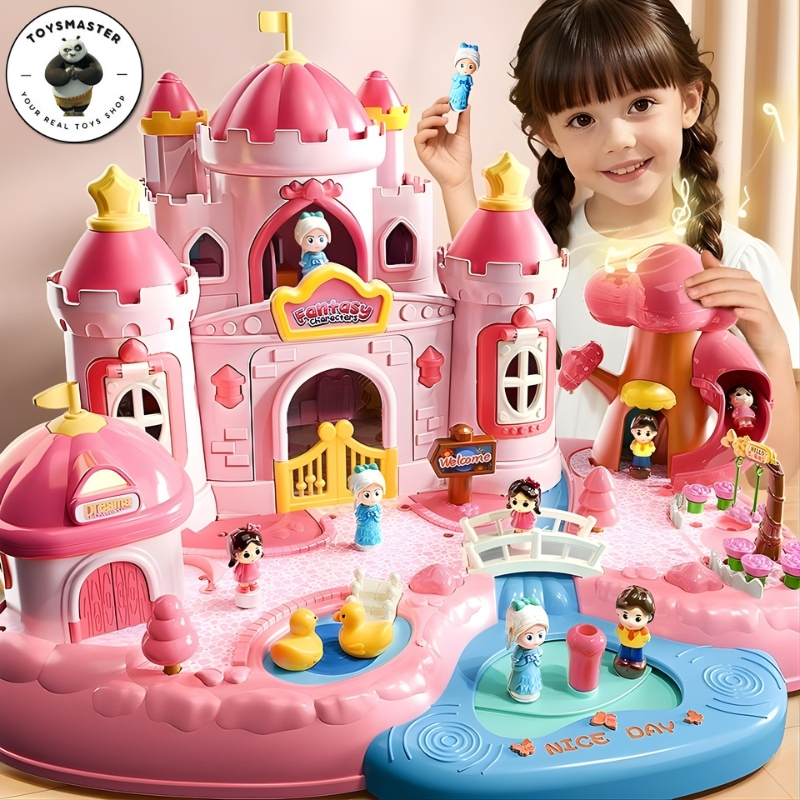 Đồ Chơi Lâu Đài Công Chúa Elsa Từ Tính - Đồ Chơi Lắp Ráp Lâu Đài Công Chúa Hoàng Tử Có Nhạc Đèn Vui 