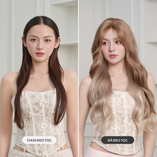 Tóc Giả Nguyên Đầu Dệt Kim CAPELLI Xoăn Sóng Mái Bay Hidden Light Aria Wig